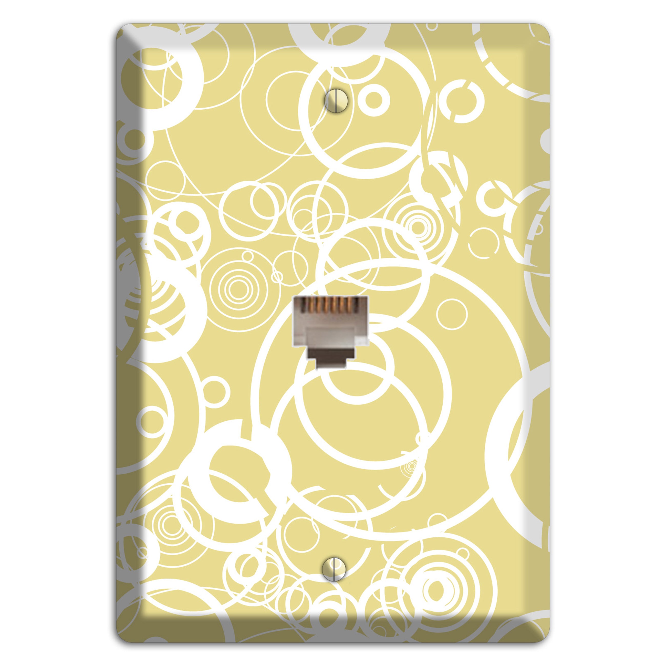 Beige with White Rings Phone Wallplate