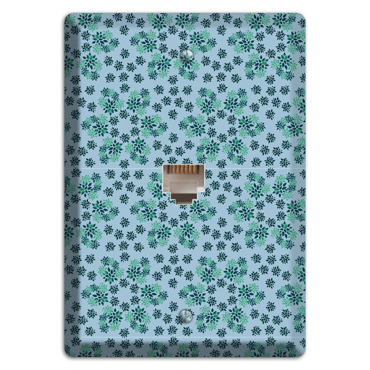 Blue with Multi Green Calico Phone Wallplate