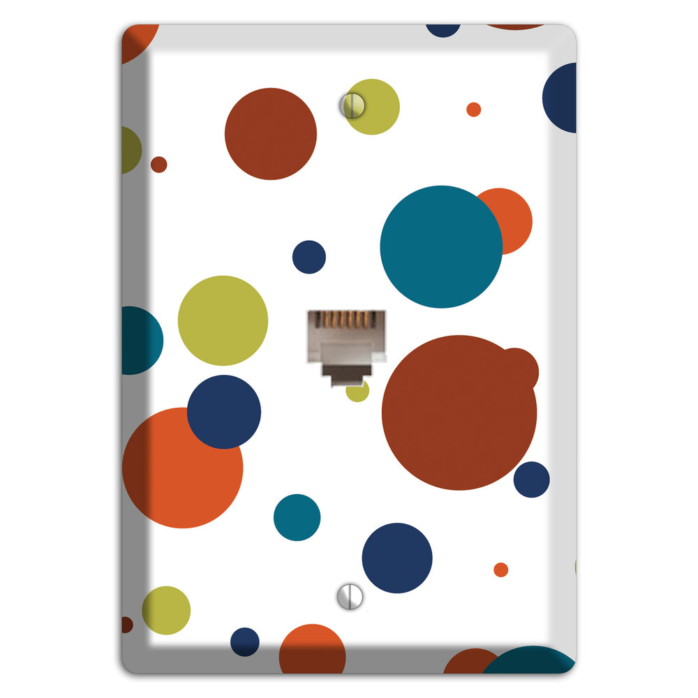 White with Multi Color Medium Dots Phone Wallplate