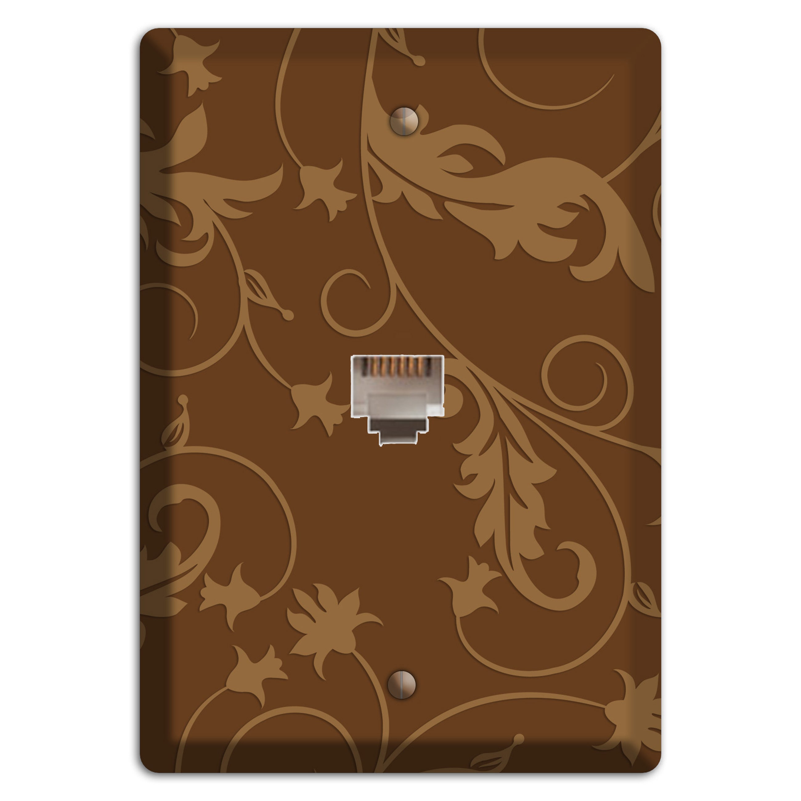 Brown Victorian Sprig Phone Wallplate