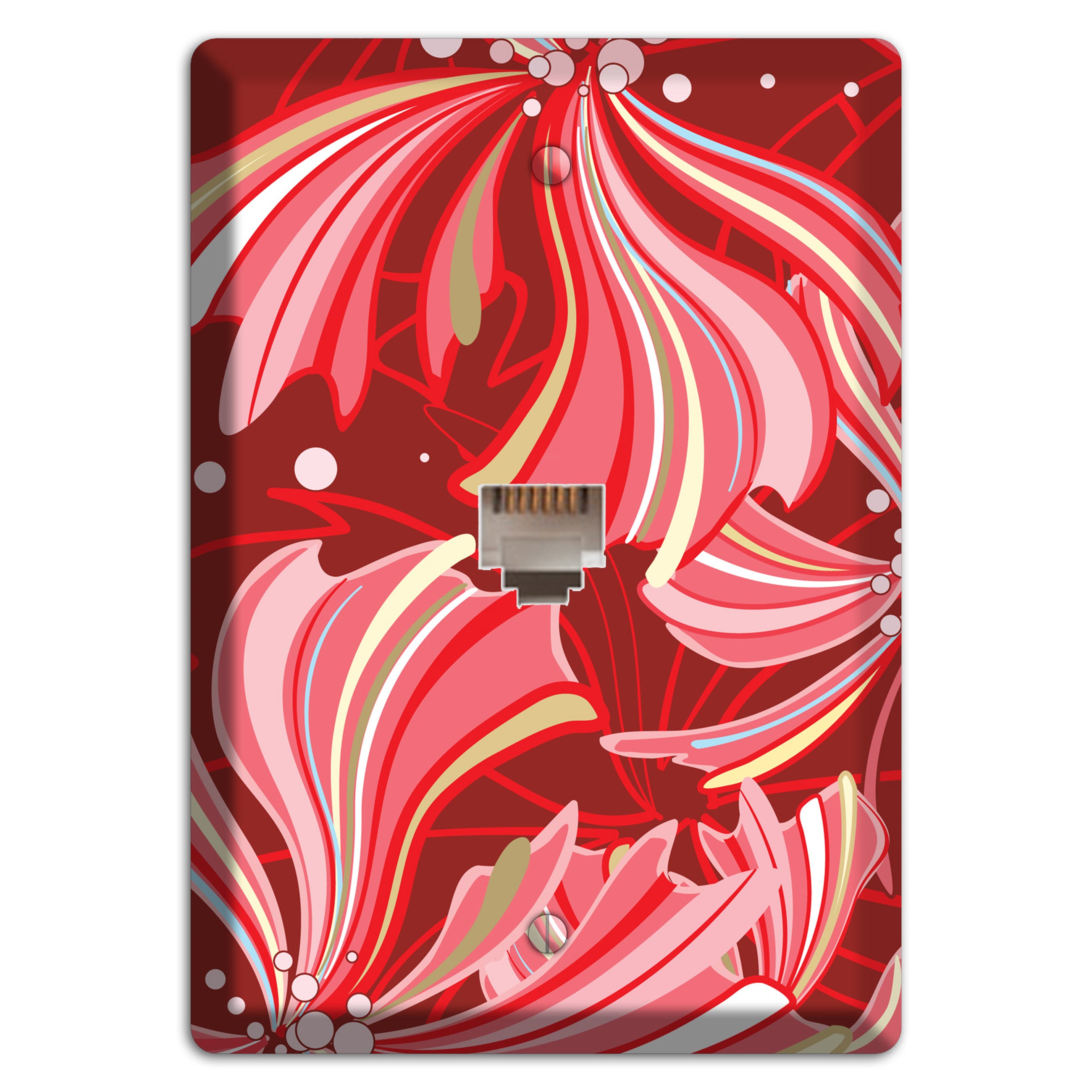 Red Deco Blossoms Phone Wallplate