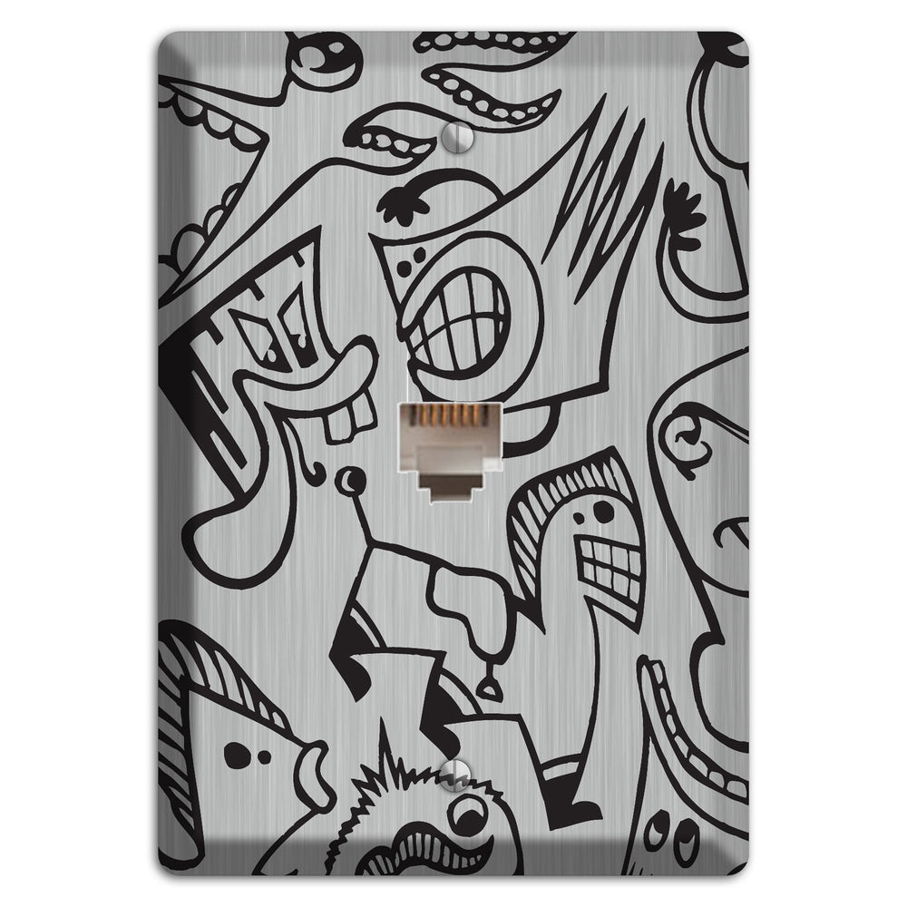 Whimsical Faces 1 Stainless Steel Phone Wallplate