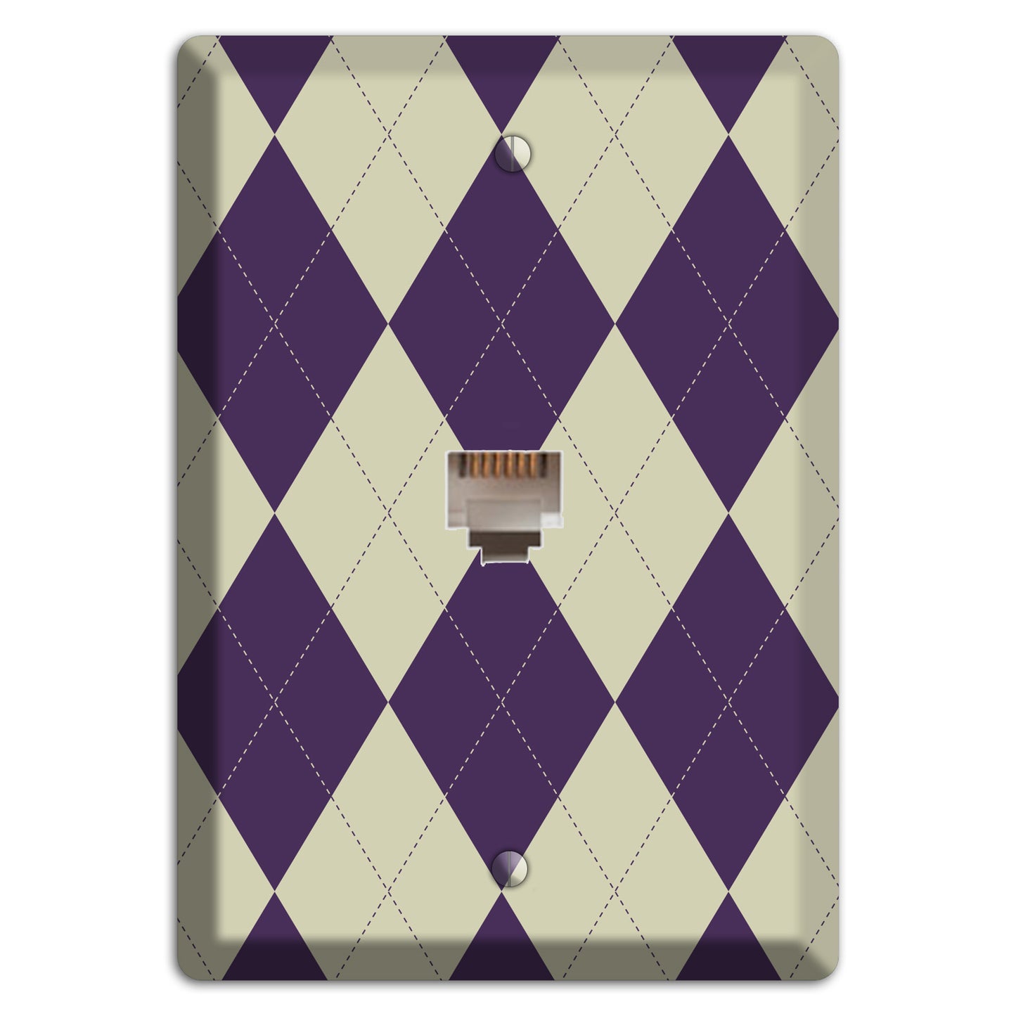 Purple and Tan Argyle Phone Wallplate