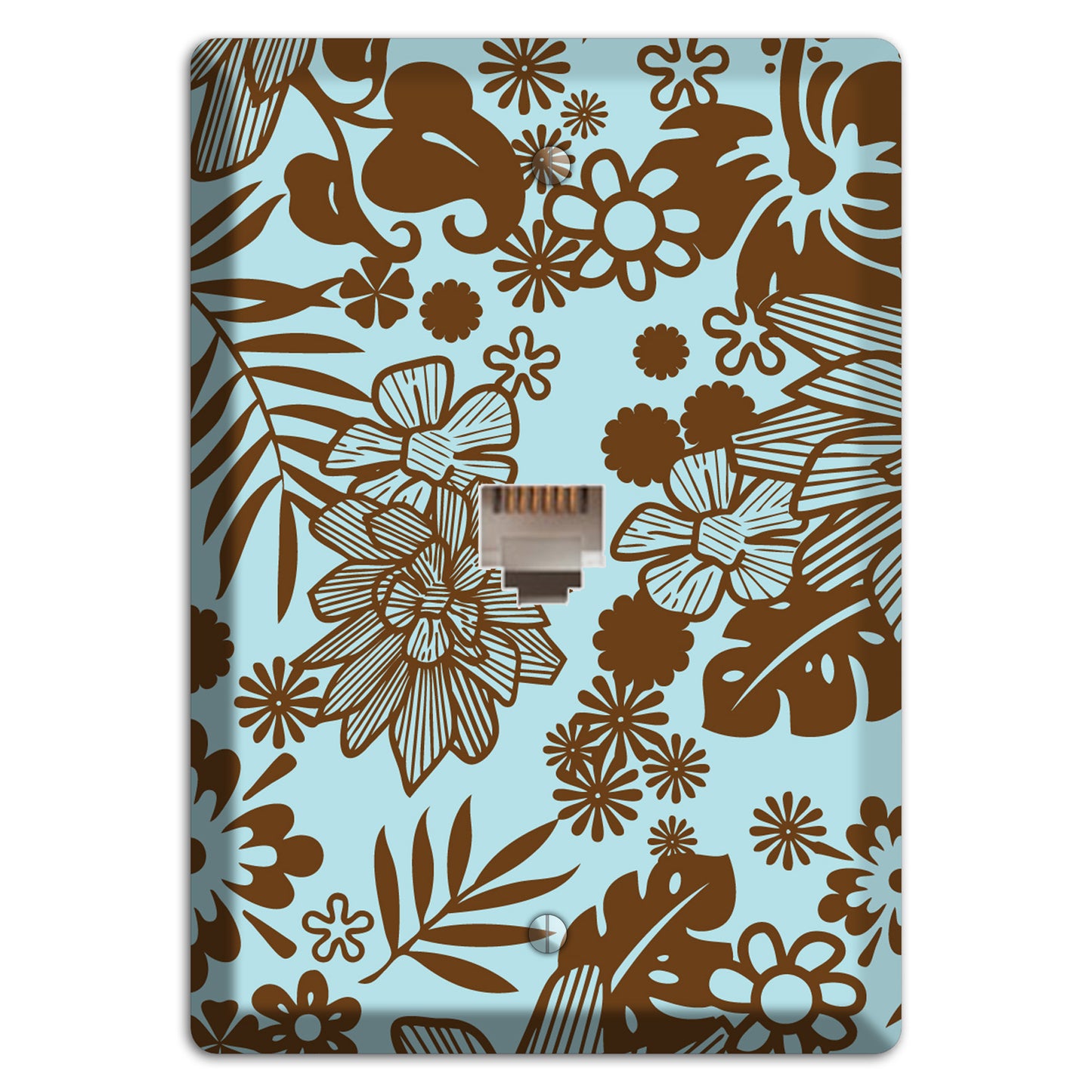 Blue and Brown Tropical Phone Wallplate