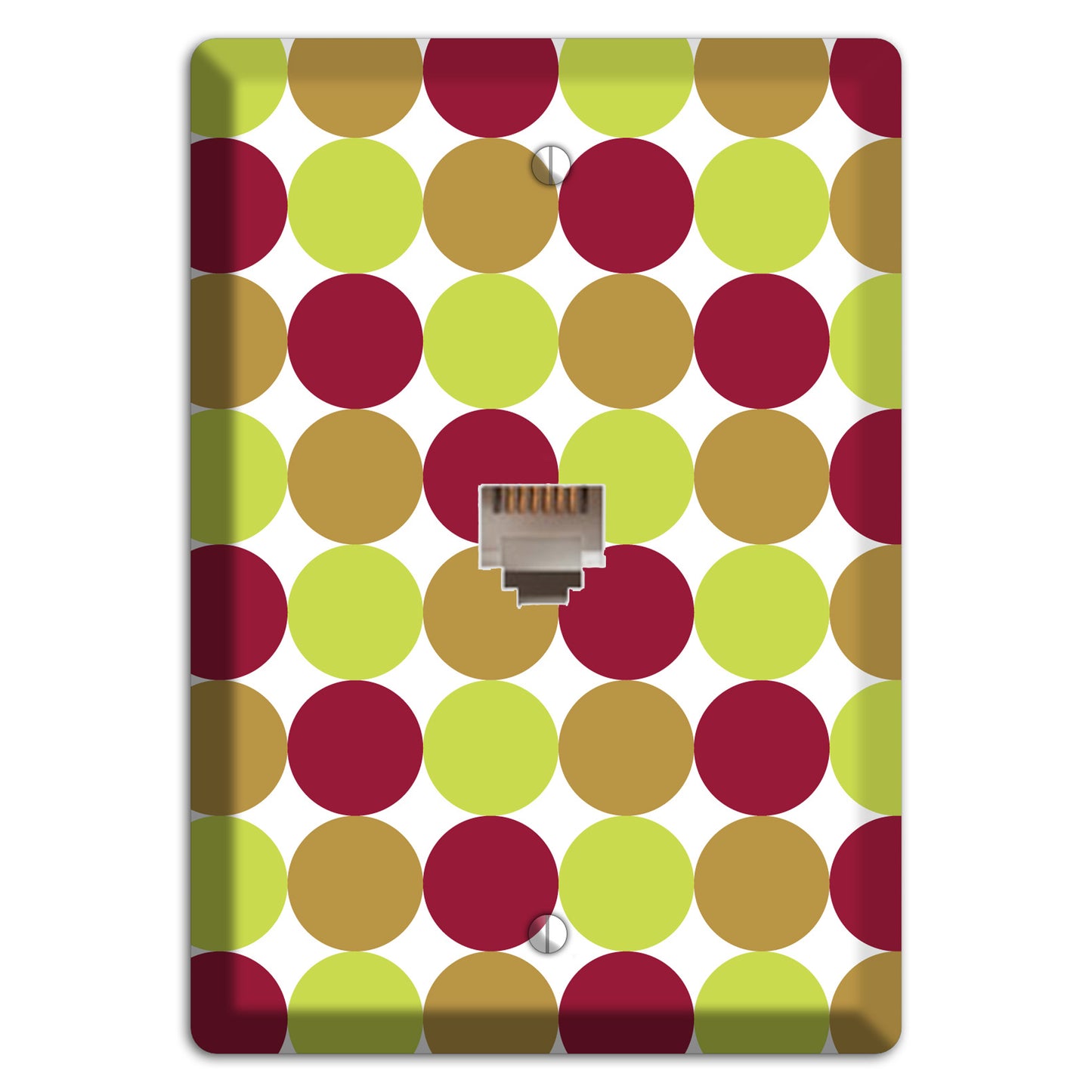 Lime Brown Maroon Tiled Dots Phone Wallplate