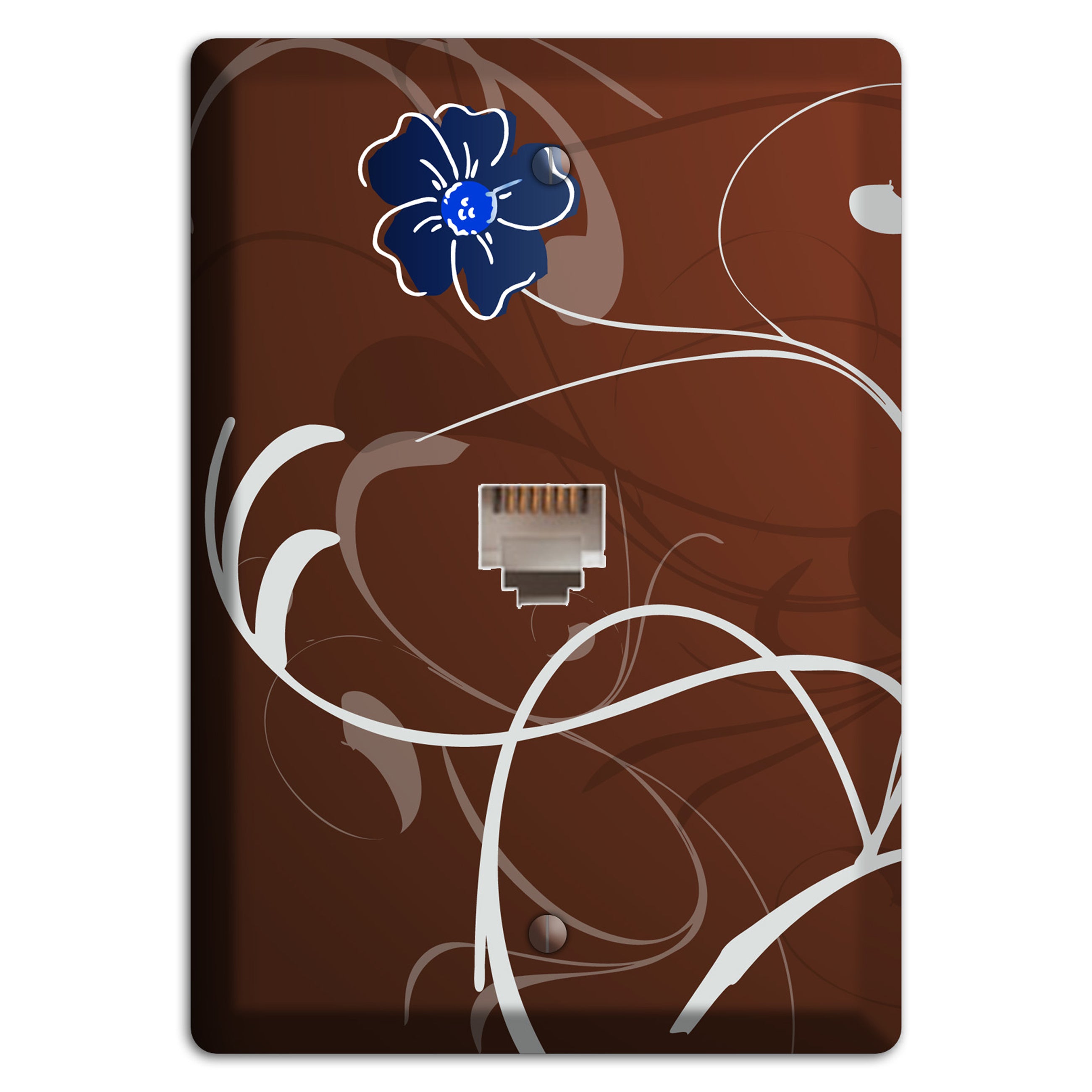 Brown Flower with Swirl Phone Wallplate