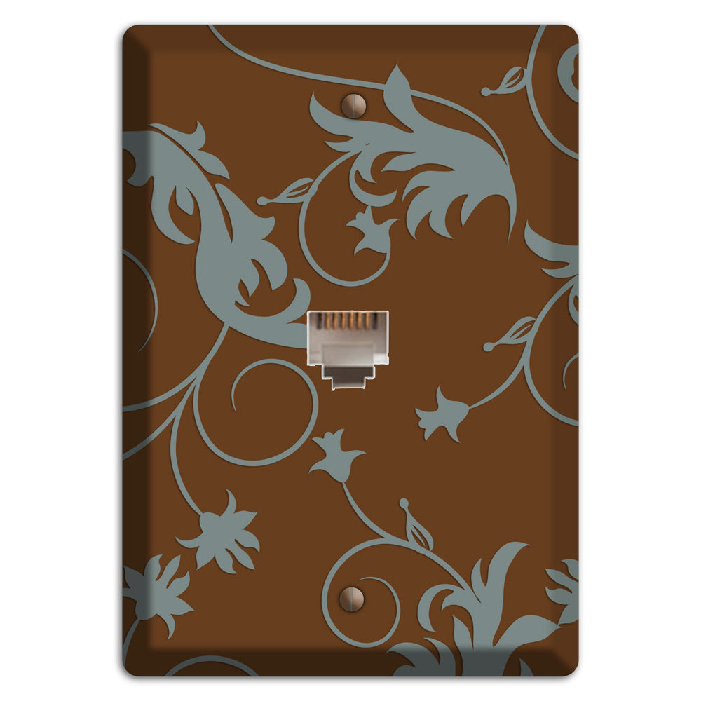 Brown and Grey Victorian Sprig Phone Wallplate