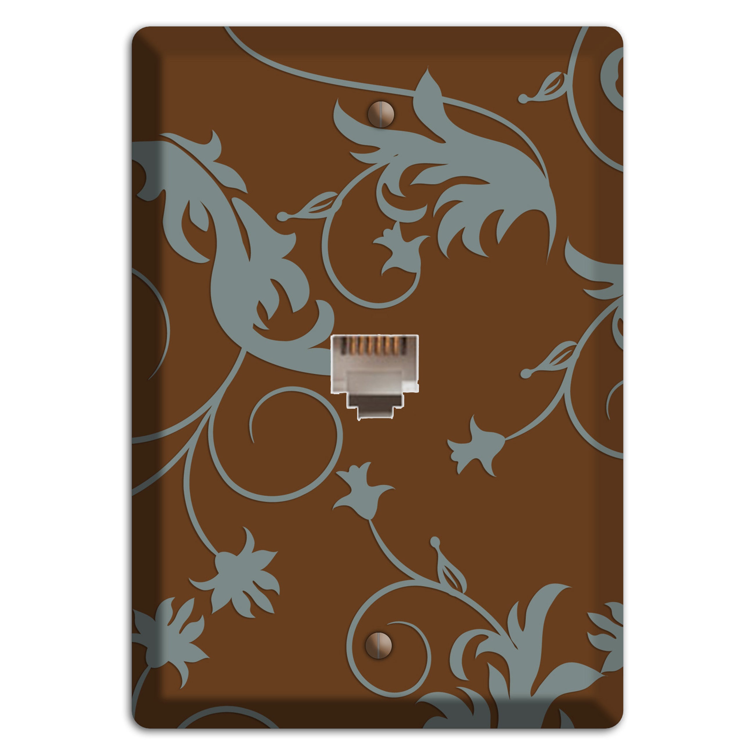 Brown and Grey Victorian Sprig Phone Wallplate