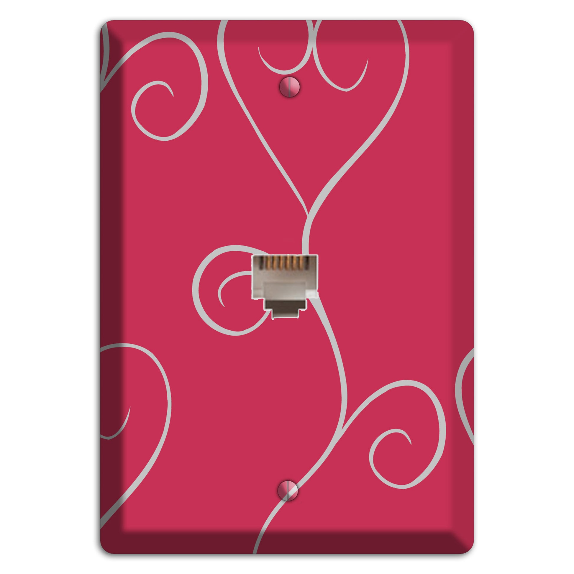 Fuschia Scroll Heart Phone Wallplate
