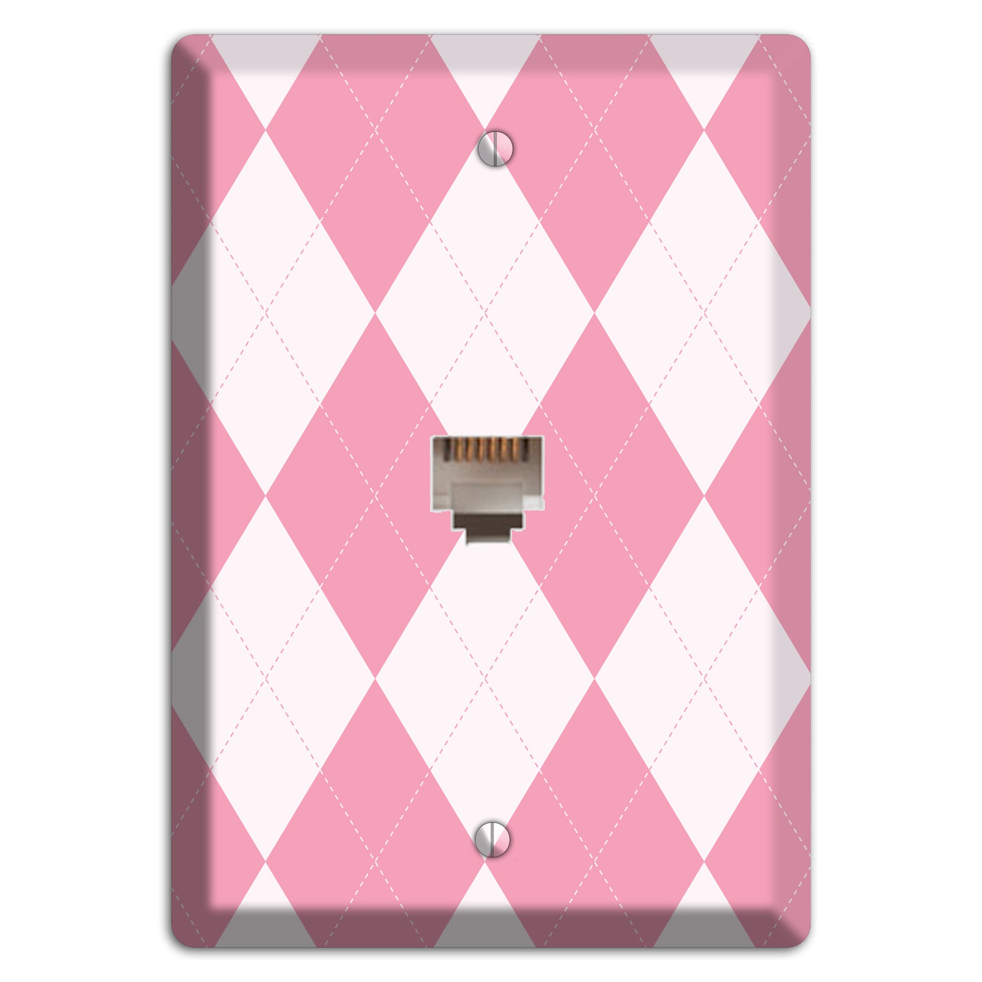 Pink Argyle Phone Wallplate