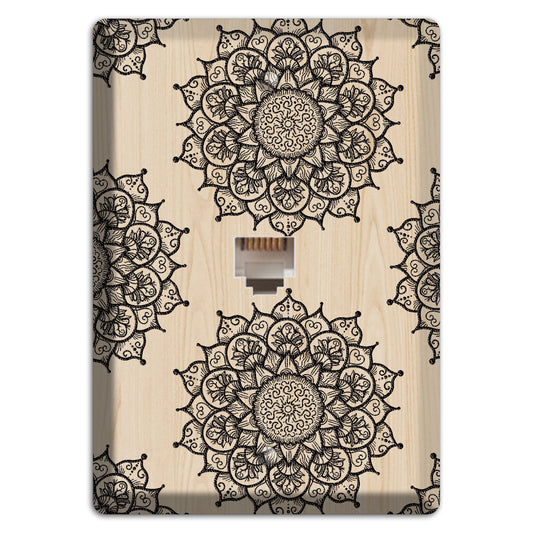 Mandala Black and White Style S Wood Lasered Phone Wallplate