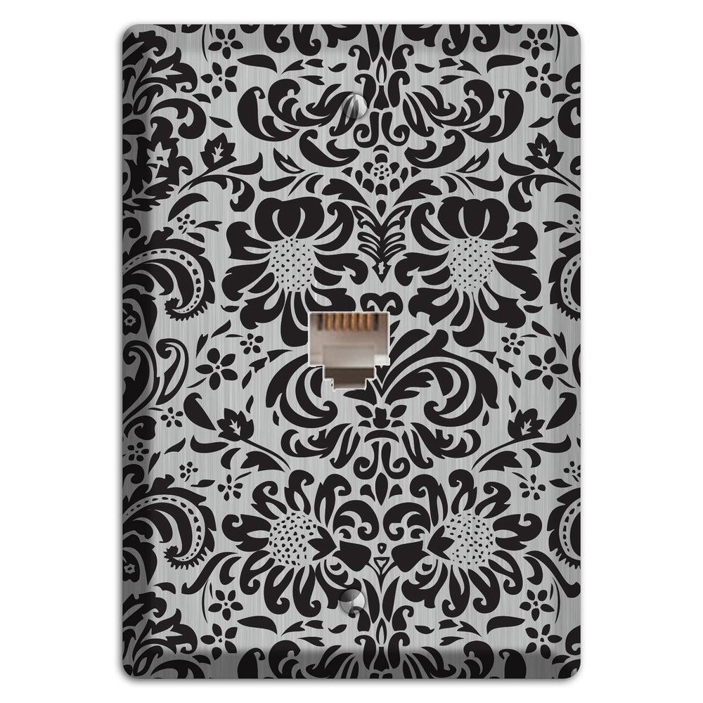 Black Toile Stainless Steel Phone Wallplate