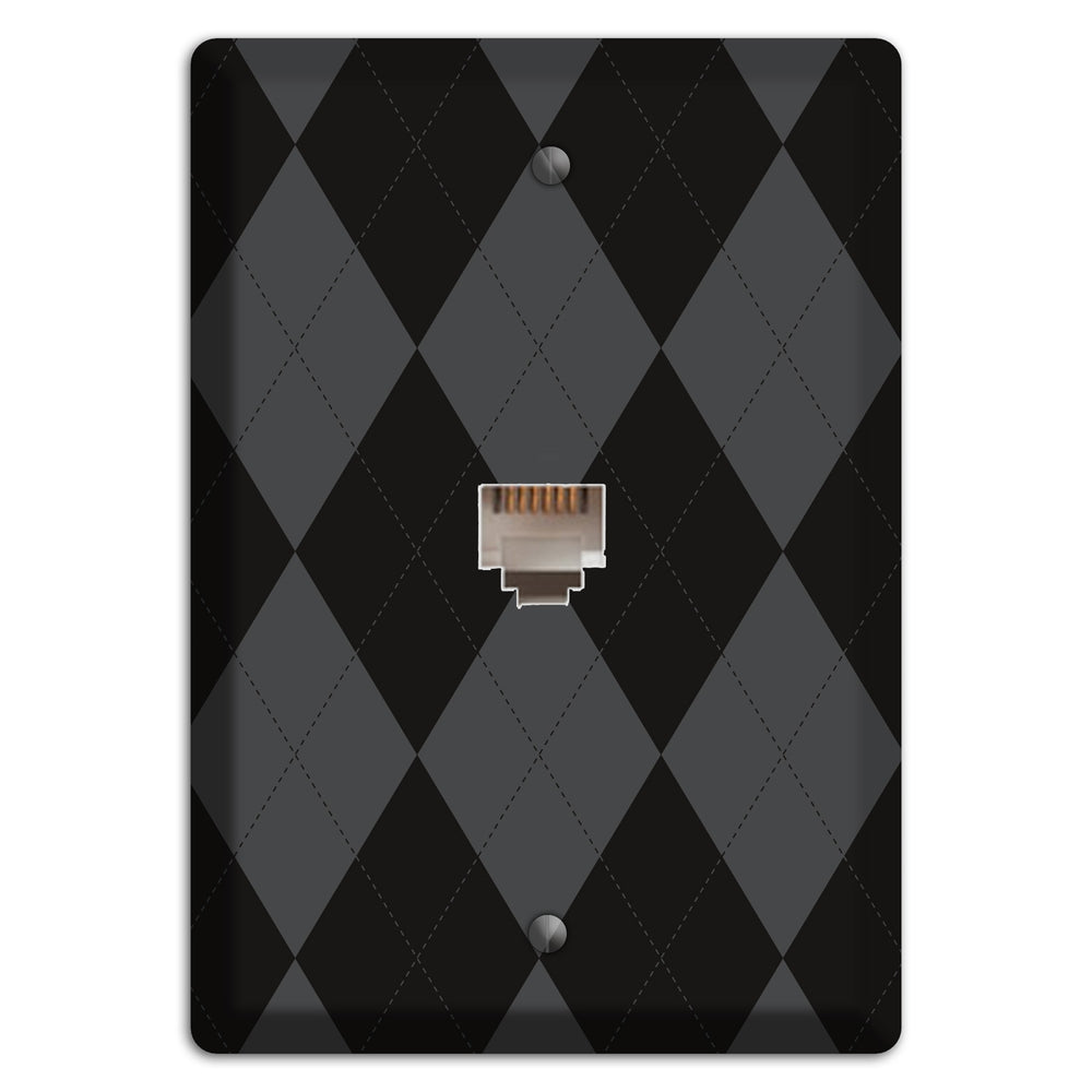 Black and Grey Argyle Phone Wallplate