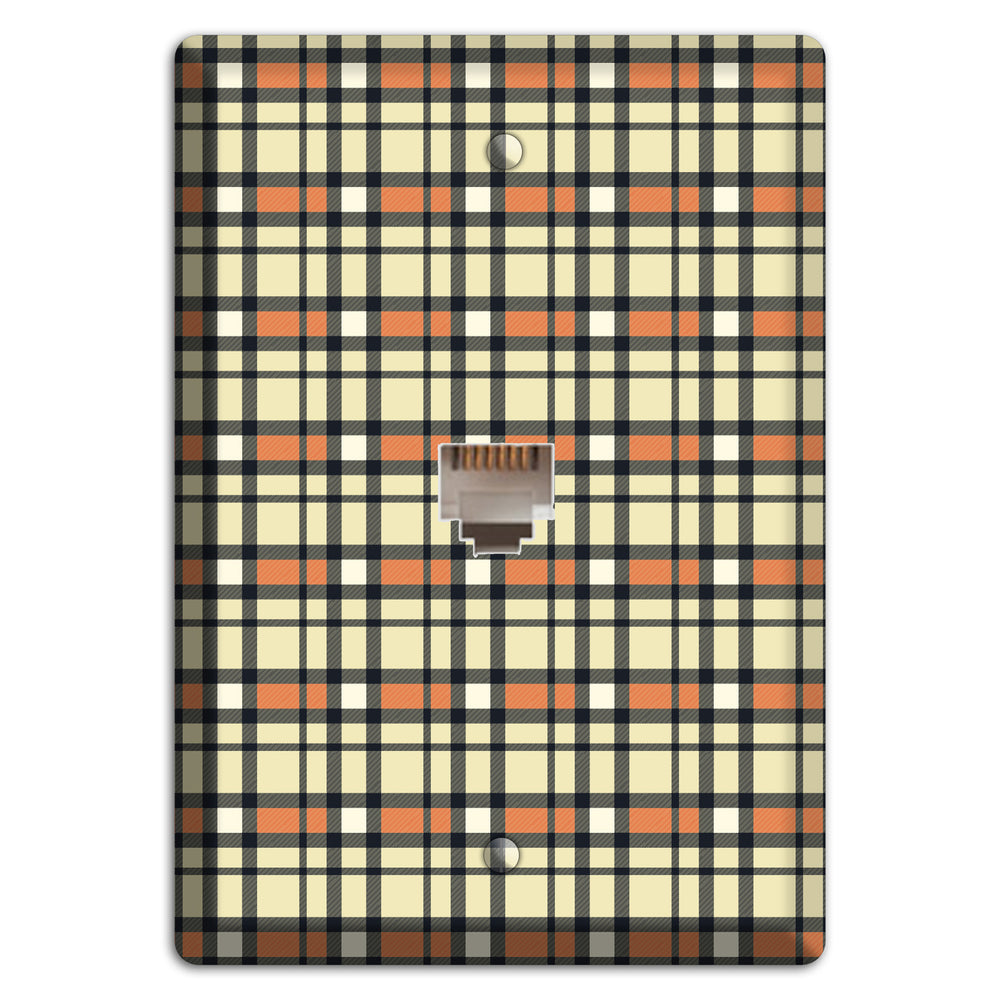 Beige and Brown Plaid Phone Wallplate