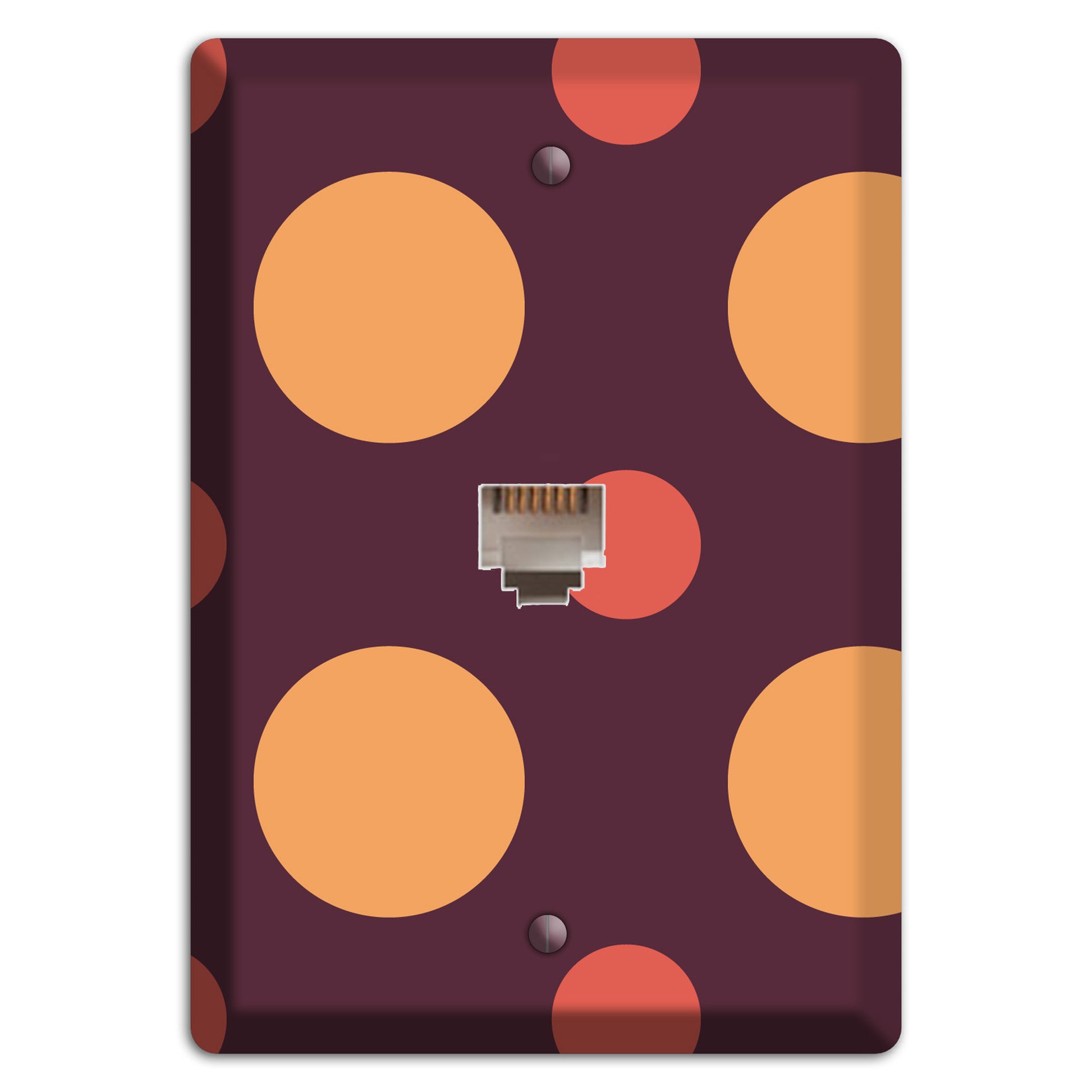 Eggplant with Multi Coral Multi Medium Polka Dots Phone Wallplate
