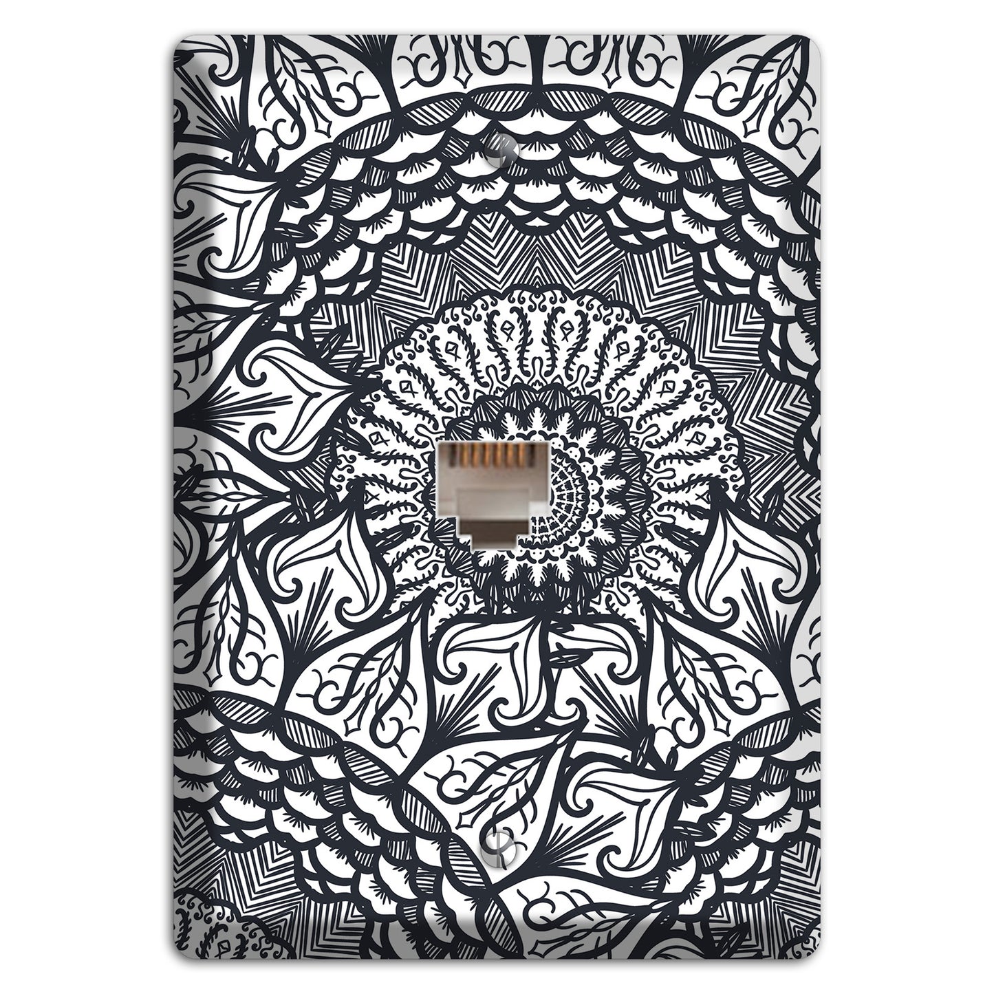 Mandala Black and White Style L Cover Plates Phone Wallplate