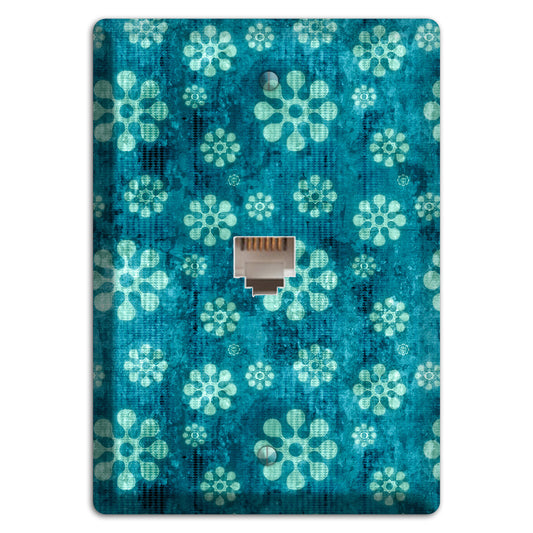 Turquoise Grunge Floral Phone Wallplate