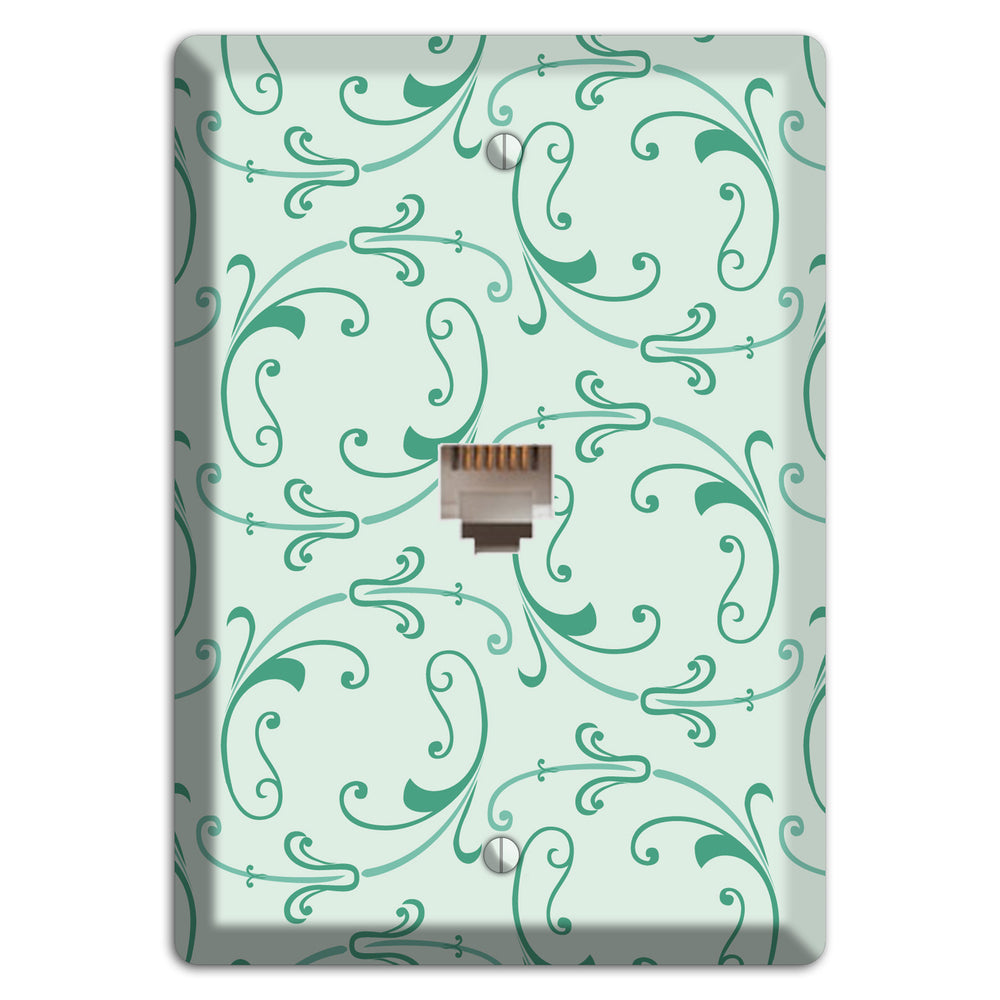 Aqua Victorian Sprig Phone Wallplate