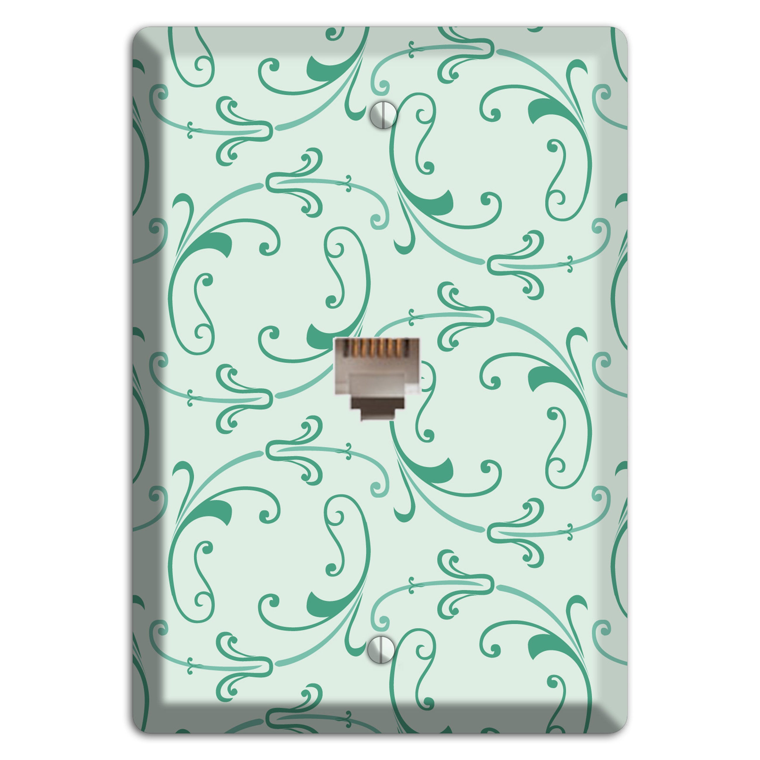Aqua Victorian Sprig Phone Wallplate