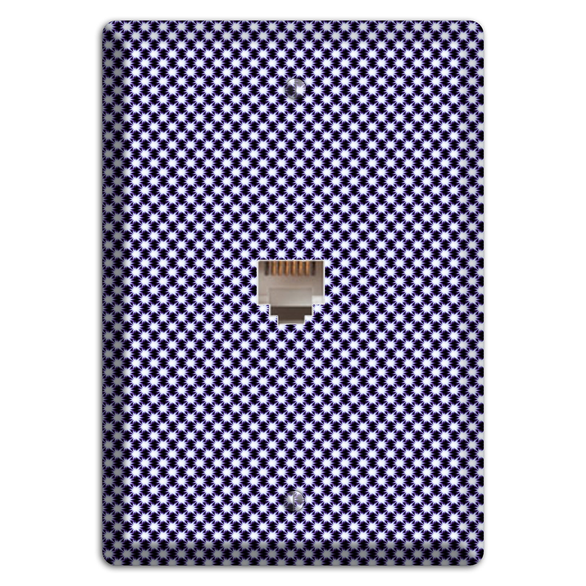 Black with White Aster Check Phone Wallplate