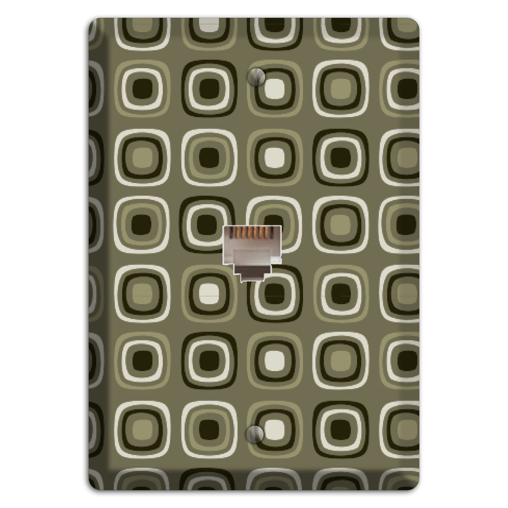 Multi Olive and Brown Retro Squares Phone Wallplate