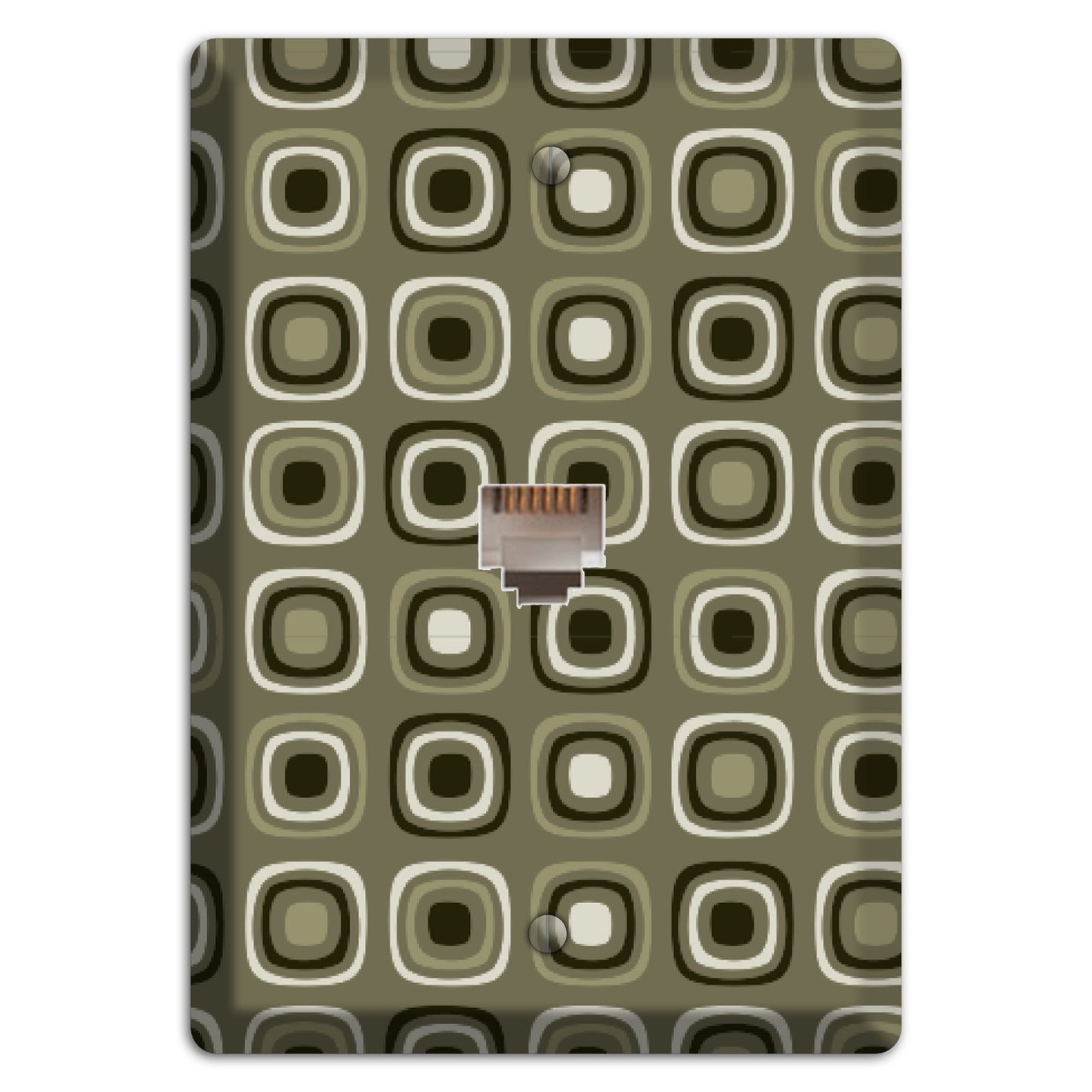 Multi Olive and Brown Retro Squares Phone Wallplate