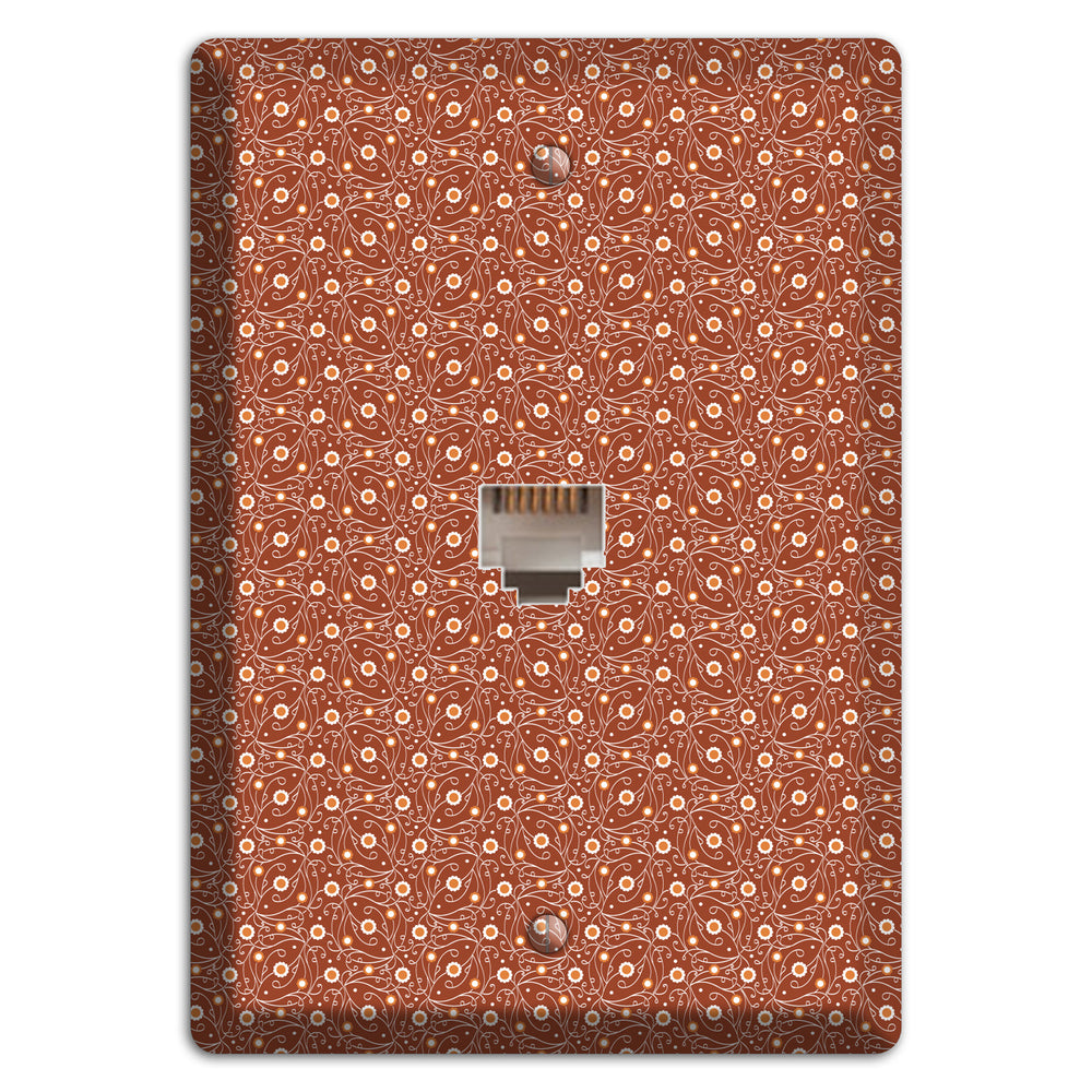 Tiny Brown Vine Floral Phone Wallplate