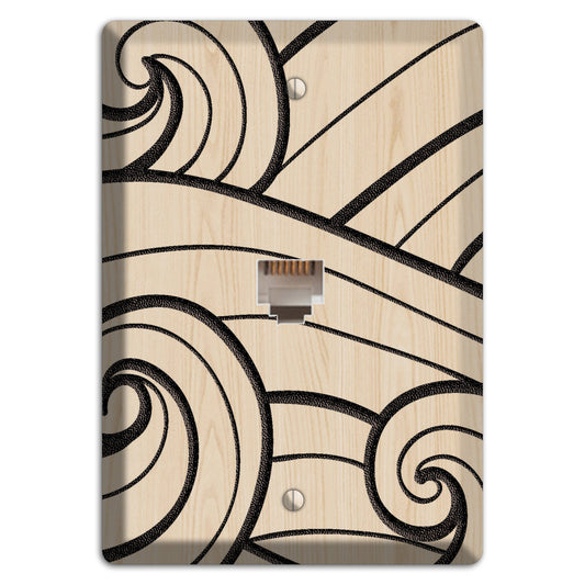 Abstract Curl Wood Lasered Phone Wallplate