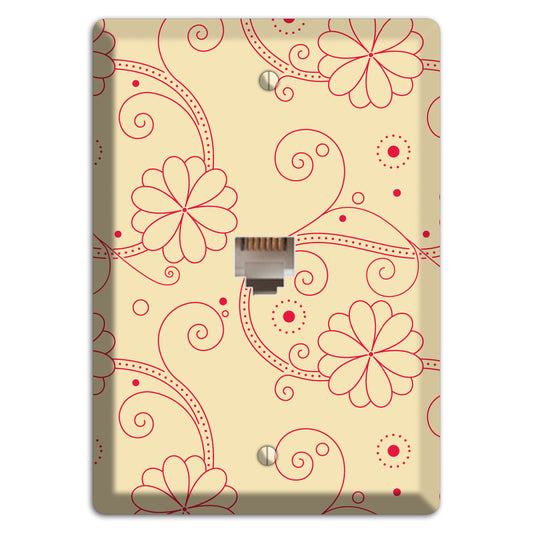 Off White Floral Swirl Phone Wallplate
