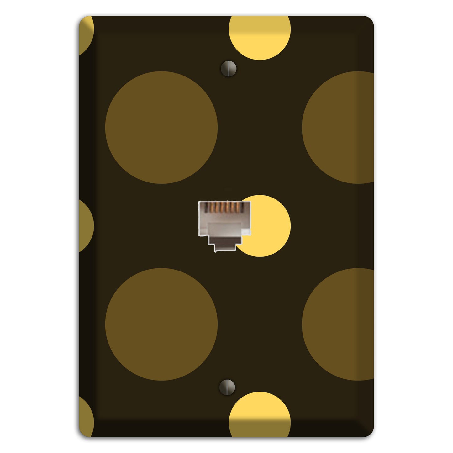 Brown with Brown and Yellow Multi Medium Polka Dots Phone Wallplate