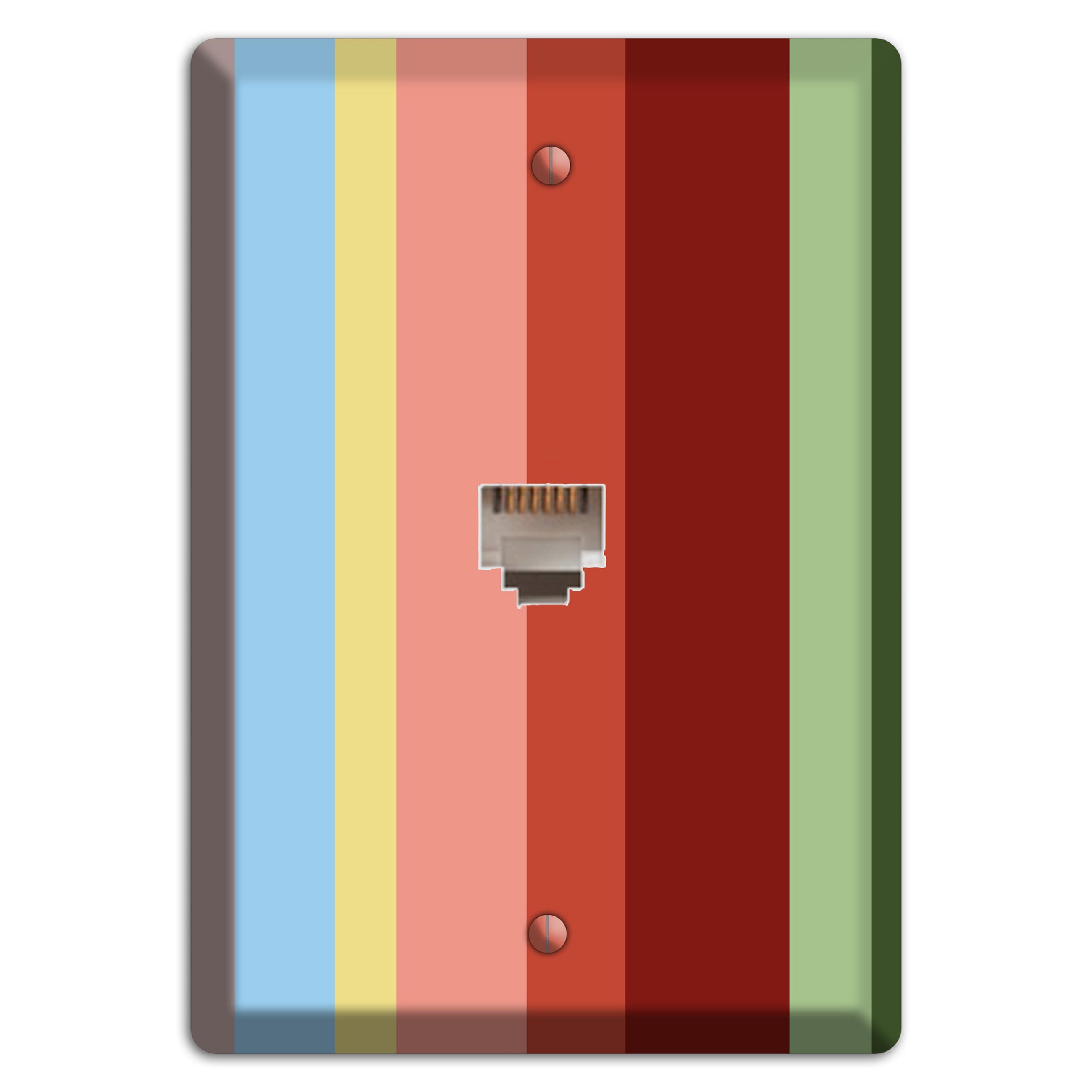 Multi Pastel Vertical Stripe Phone Wallplate