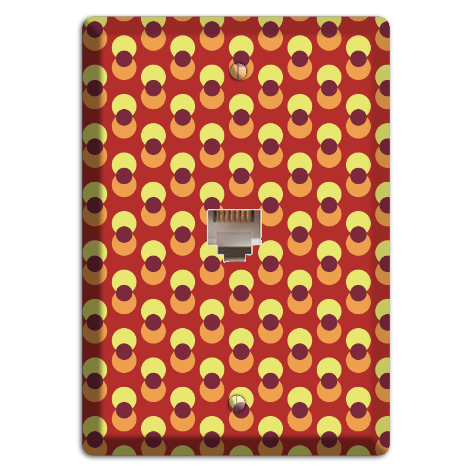 Red Yellow Coral Overlain Dots Phone Wallplate