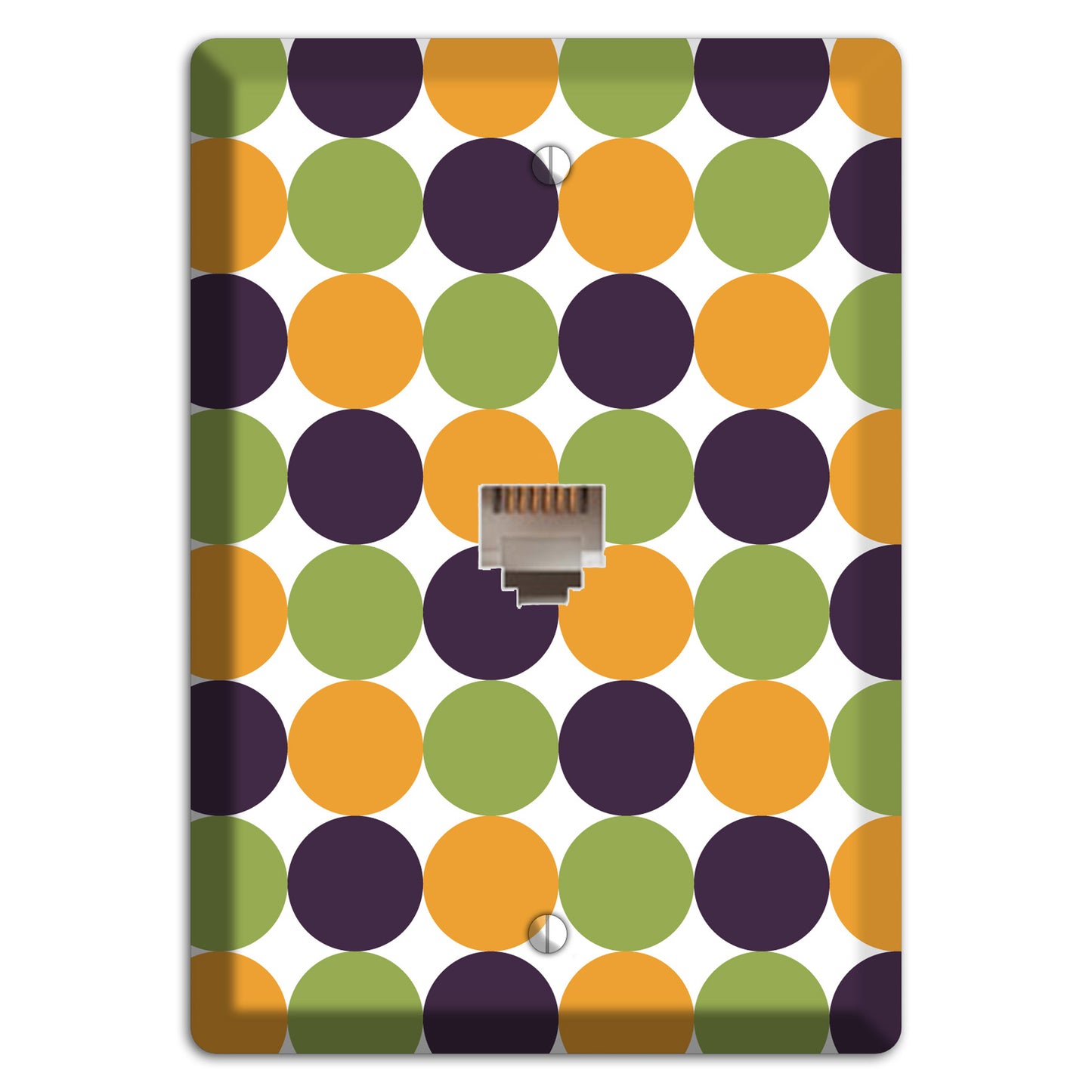 Olive Eggplant Orange Tiled Dots Phone Wallplate