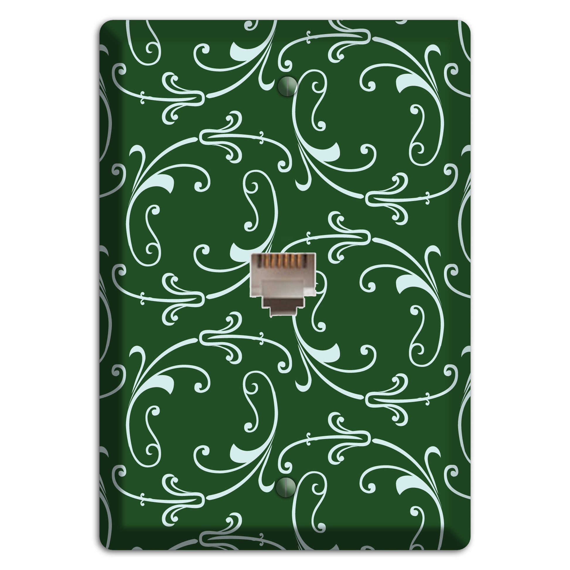 Green Victorian Sprig Phone Wallplate
