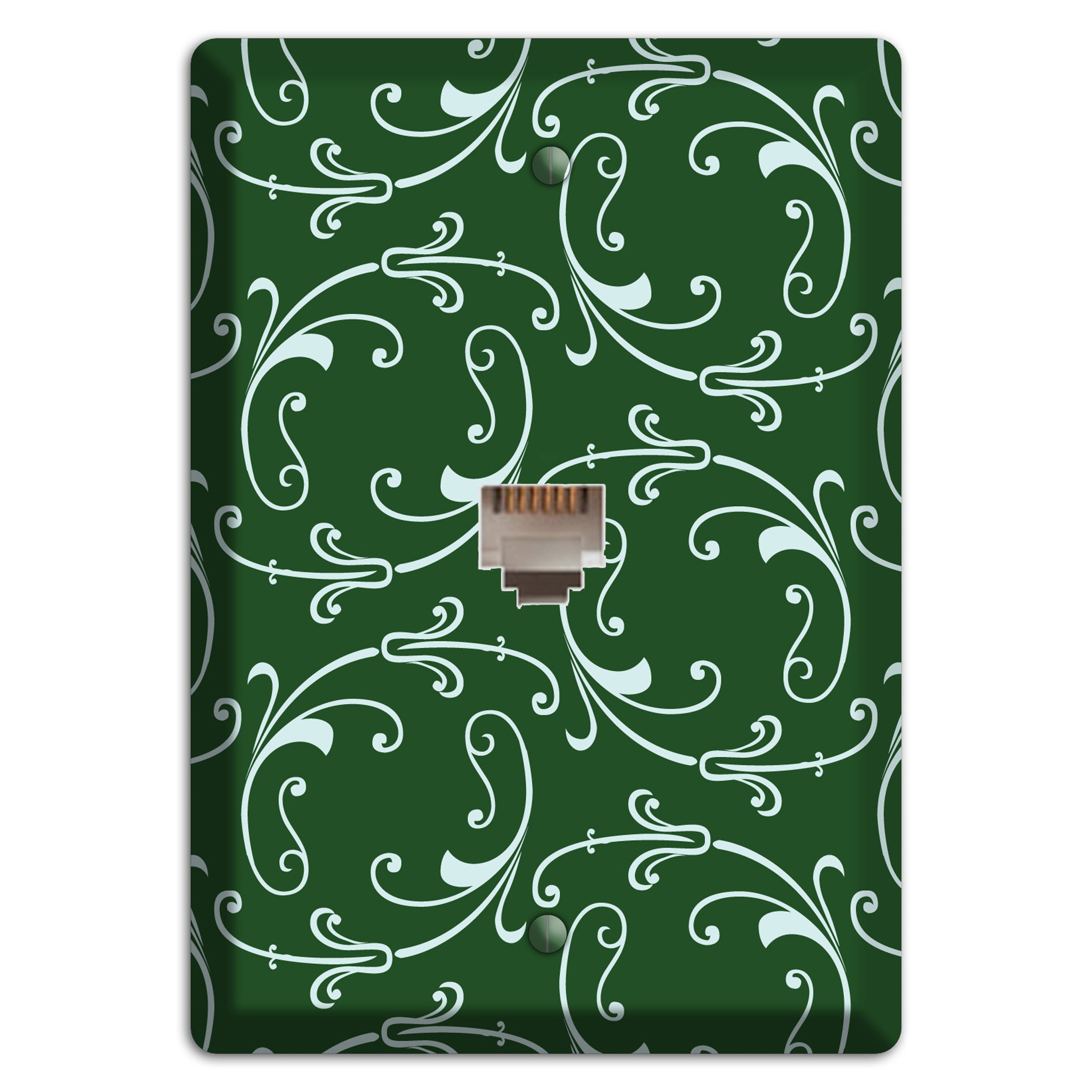 Green Victorian Sprig Phone Wallplate