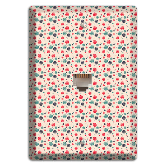 Off White with Red Green Blue Retro Bursts Phone Wallplate