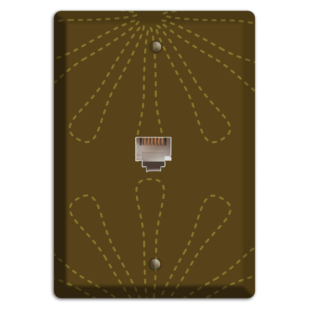 Brown Retro Stipple Floral Contour Phone Wallplate