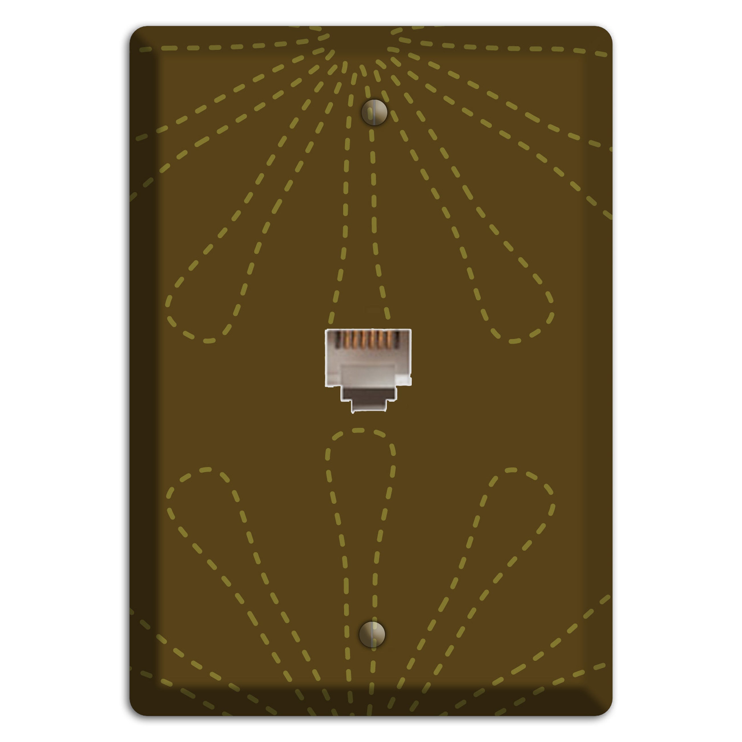 Brown Retro Stipple Floral Contour Phone Wallplate
