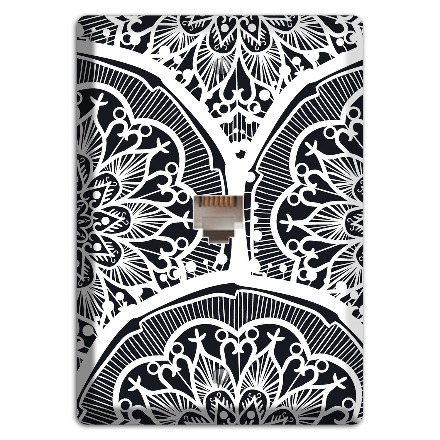 Mandala Black and White Style O Cover Plates Phone Wallplate
