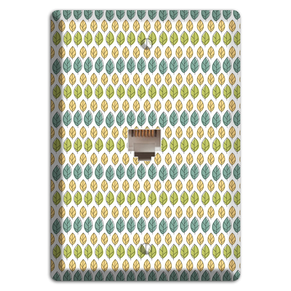 Sage Beige Dusty Blue Leaf Contour Phone Wallplate