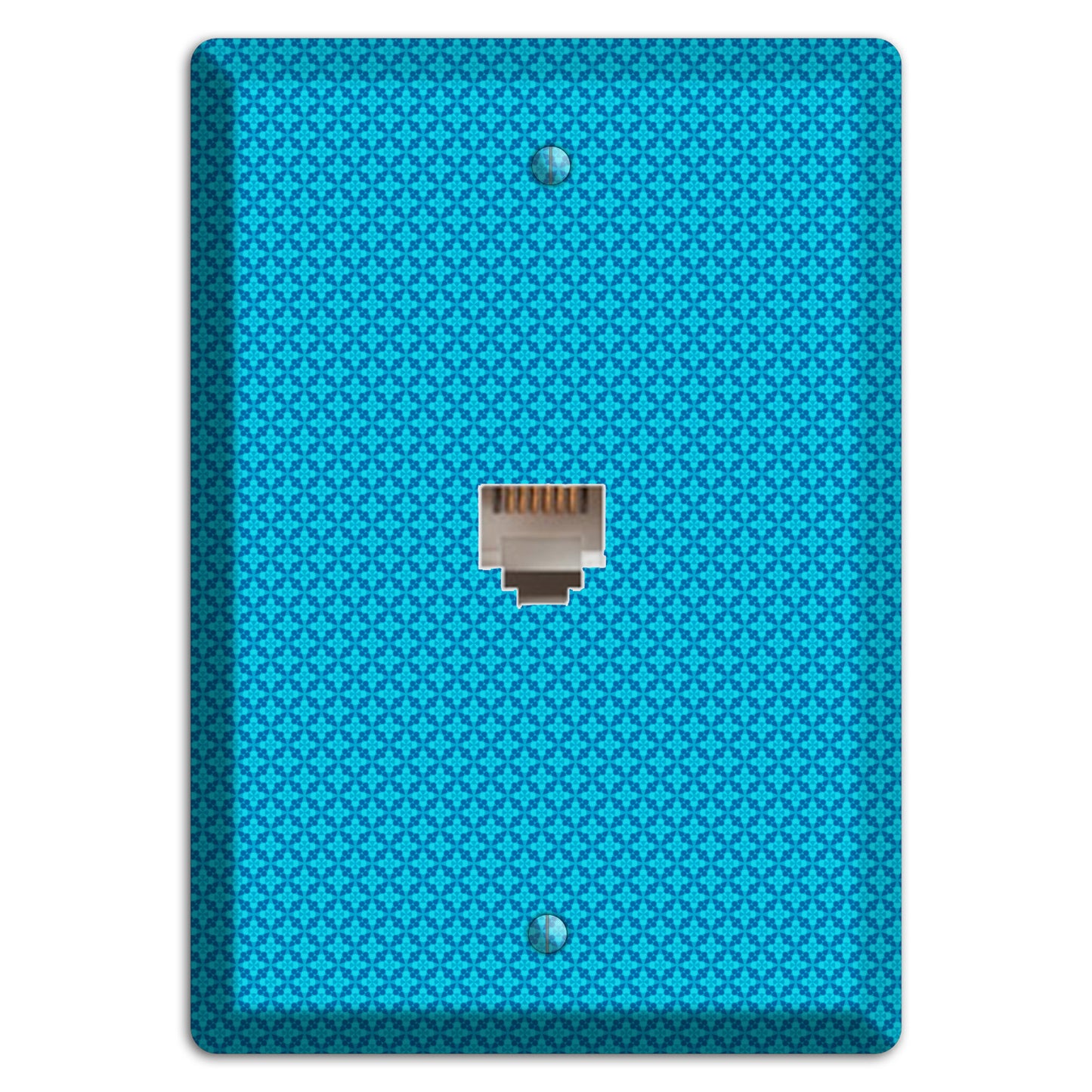 Multi Blue Checkered Quatrefoil Phone Wallplate