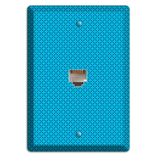 Multi Blue Checkered Quatrefoil Phone Wallplate