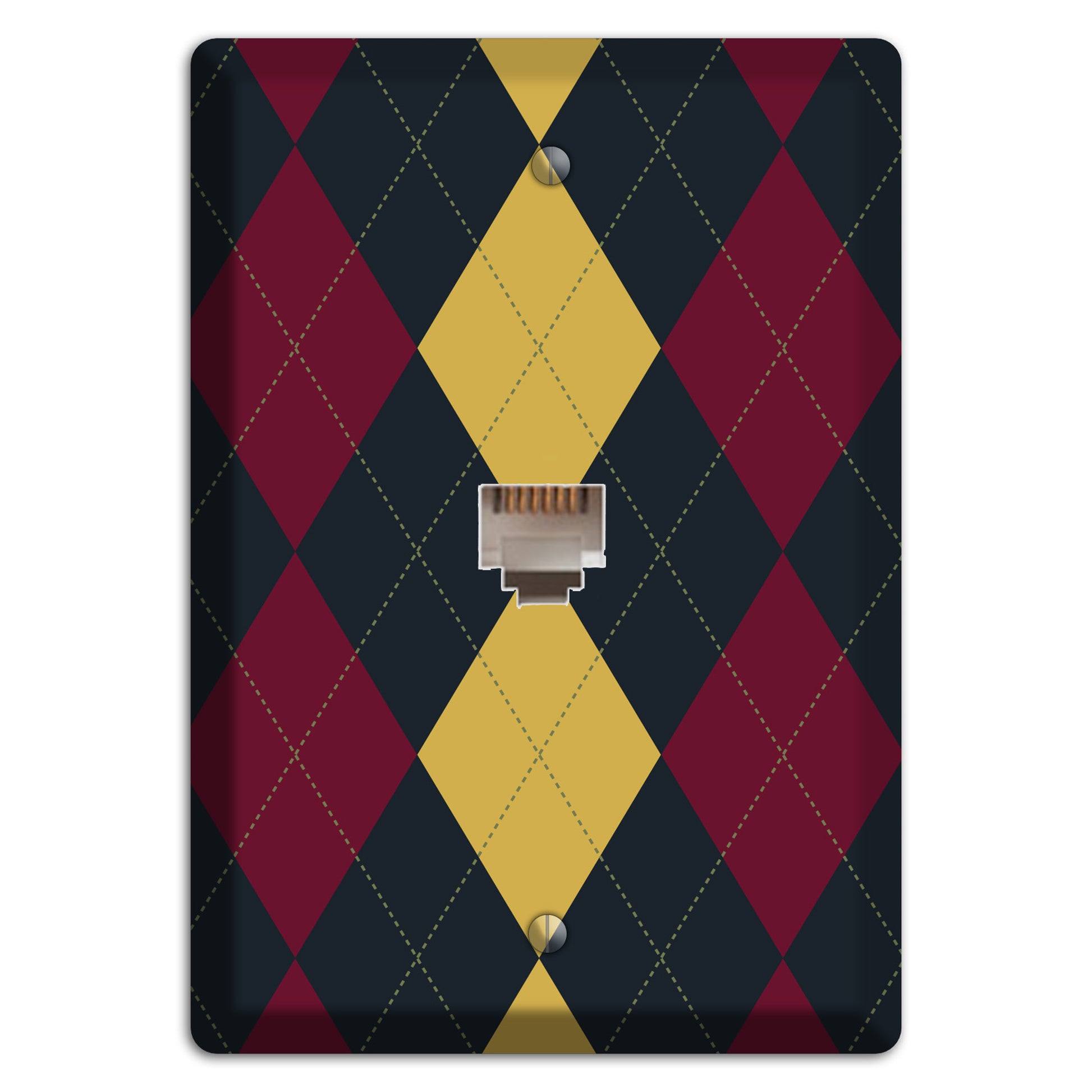 Deep Red and Yellow Argyle Phone Wallplate