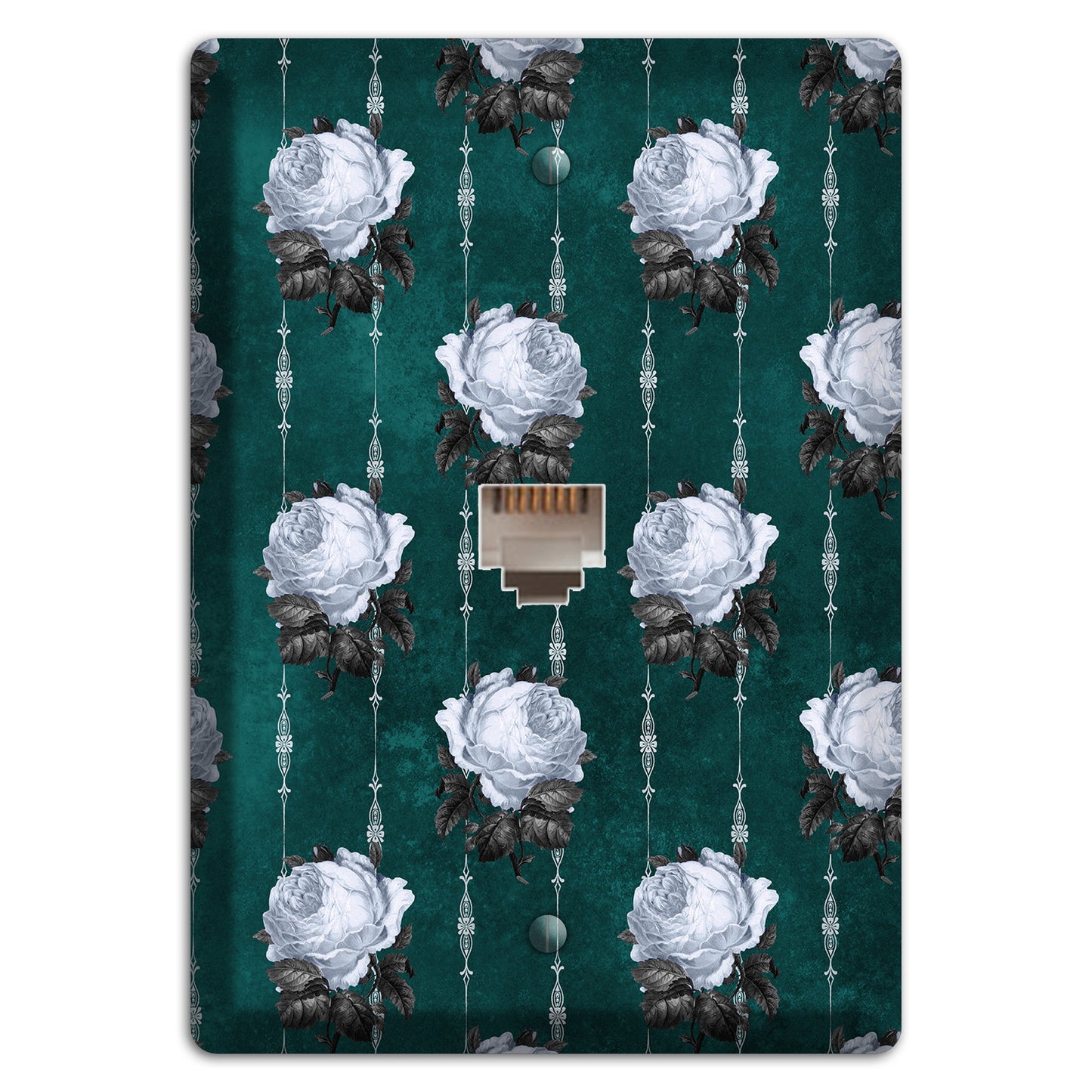 Dramatic Floral Teal Phone Wallplate