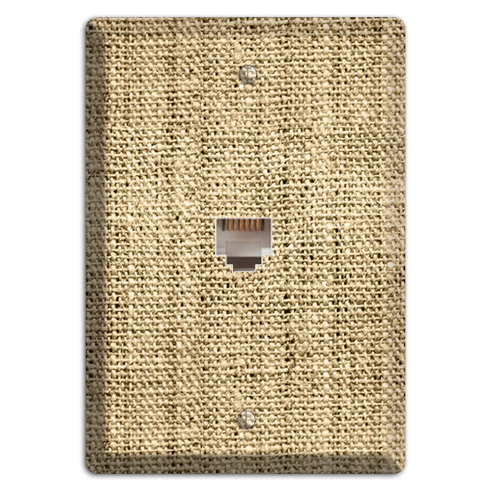 Indian Khaki Burlap Phone Wallplate