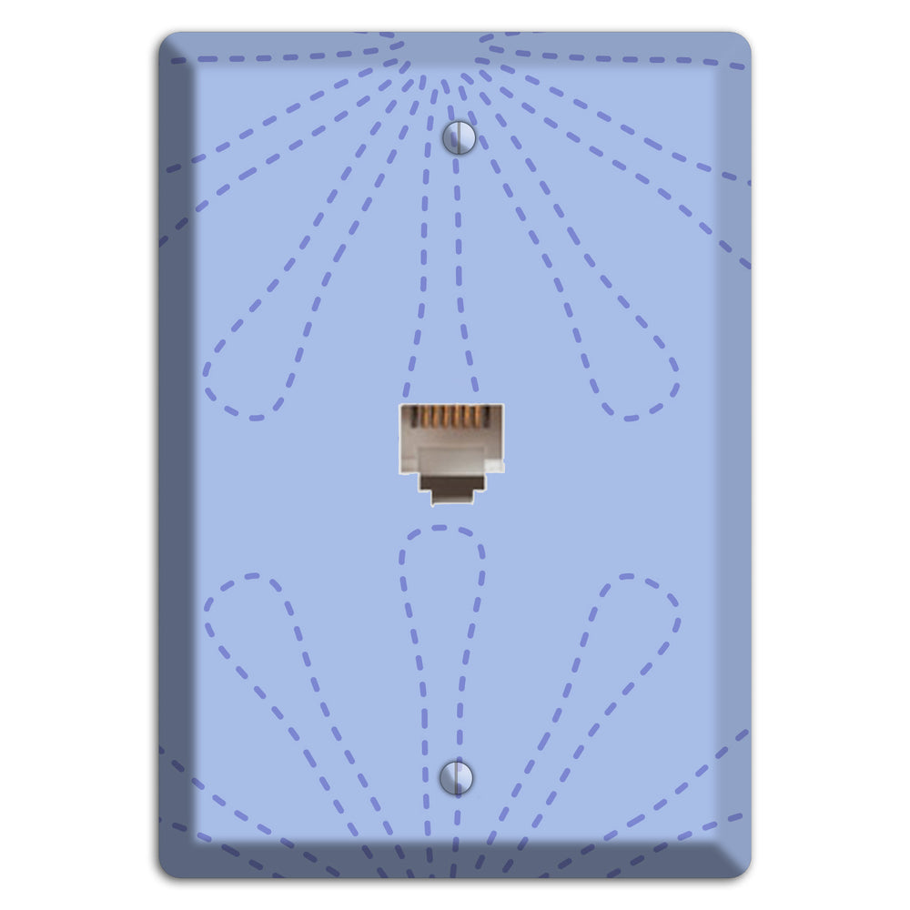 Periwinkle Retro Stipple Floral Contour Phone Wallplate
