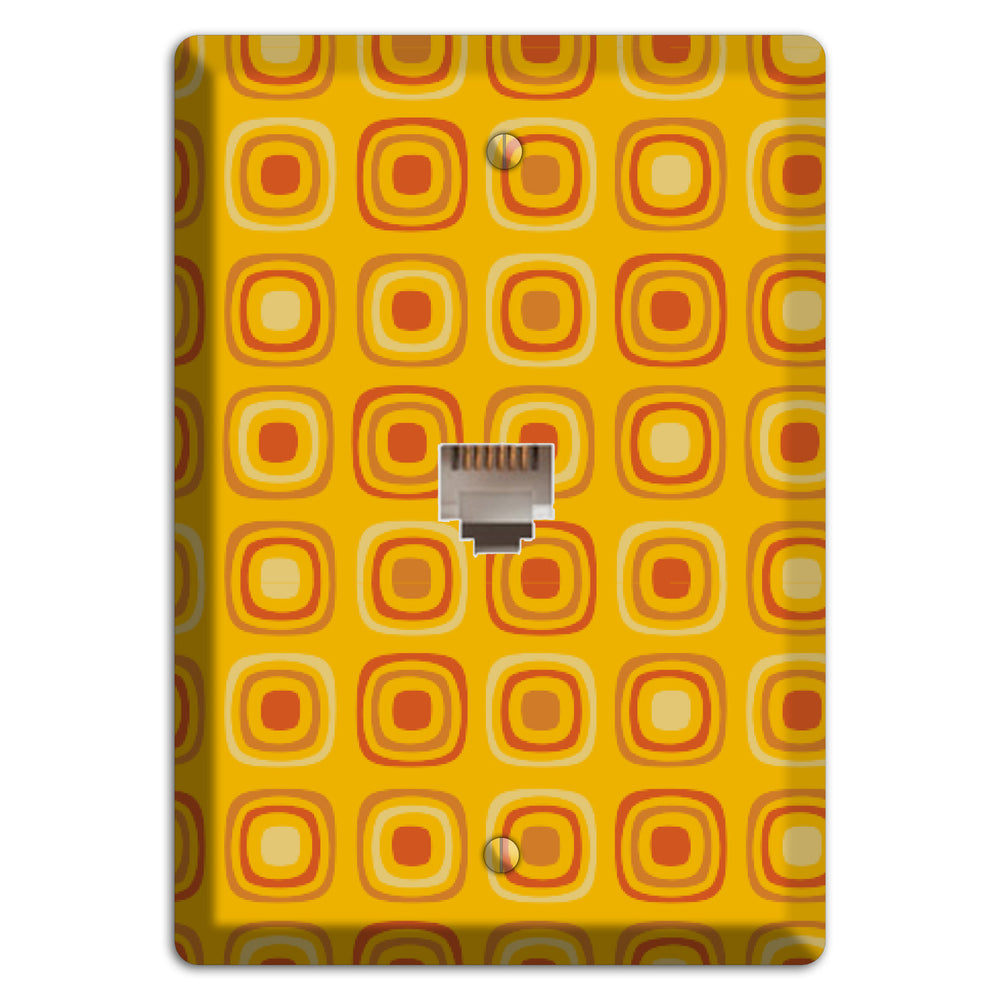 Multi Orange Red Retro Squares Phone Wallplate