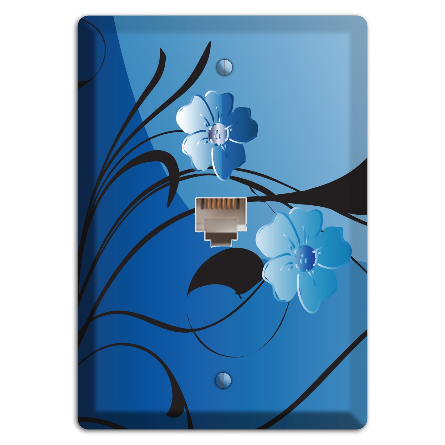 Blue Floral Sprig Phone Wallplate