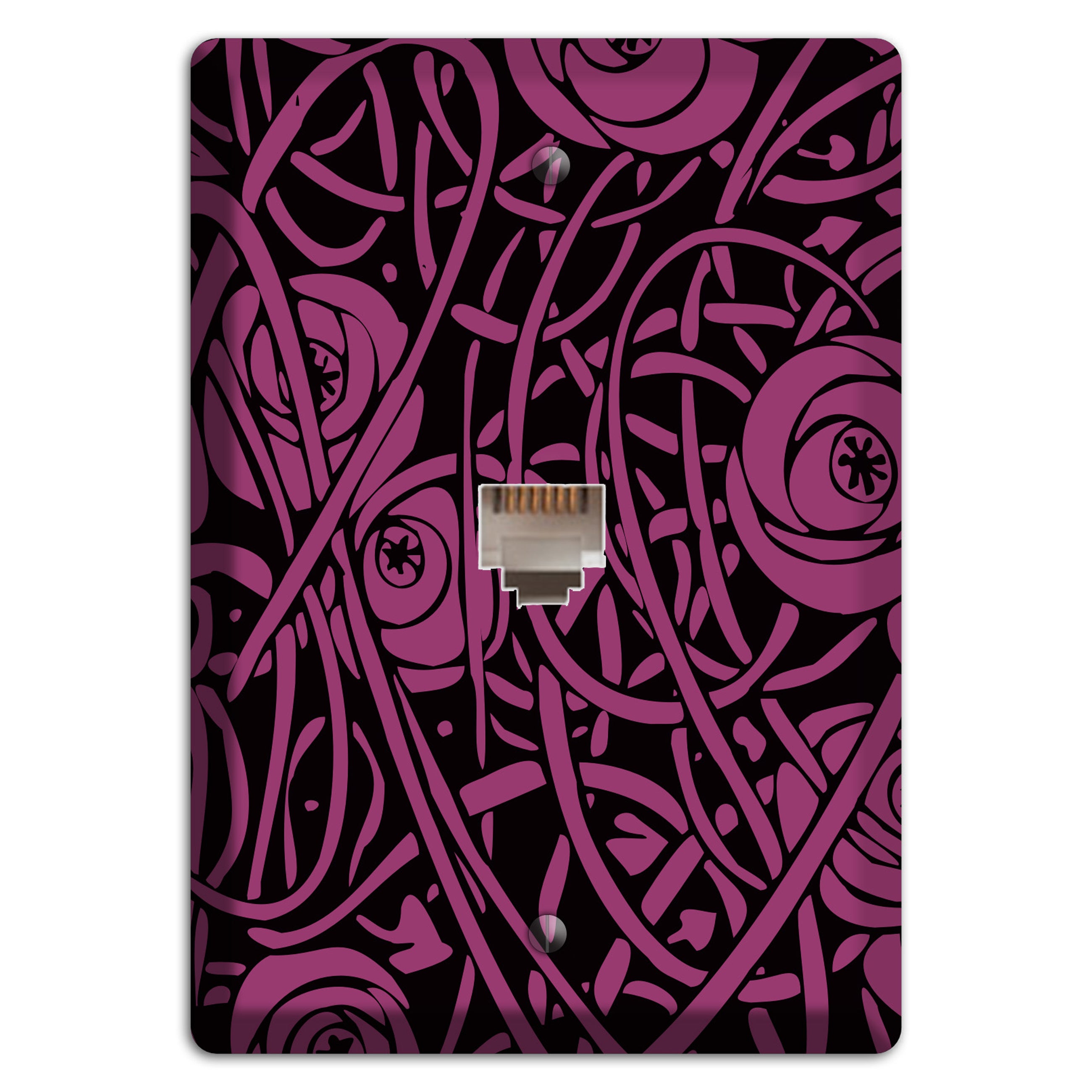 Fuschia Deco Floral Phone Wallplate