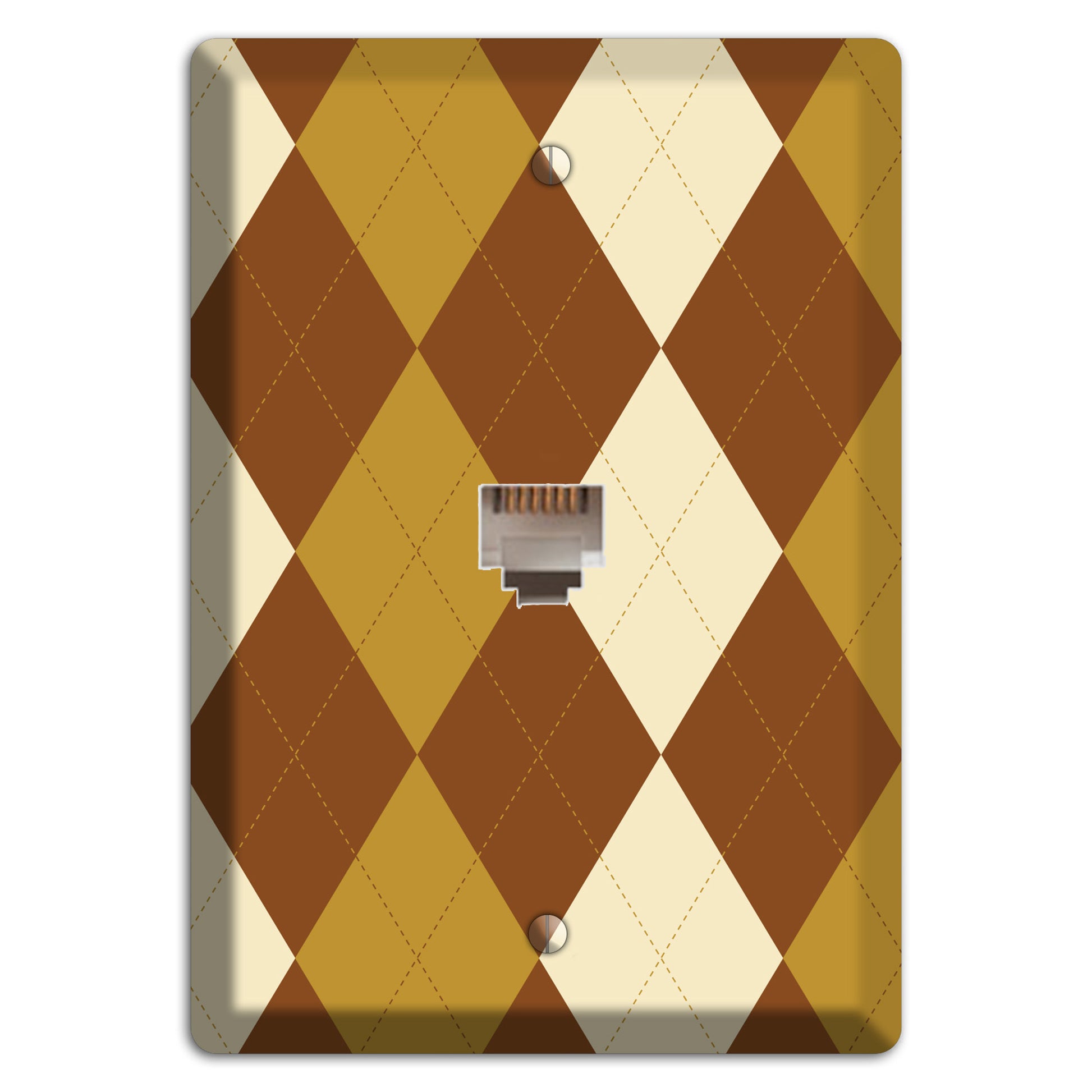 Multi Brown Argyle Phone Wallplate